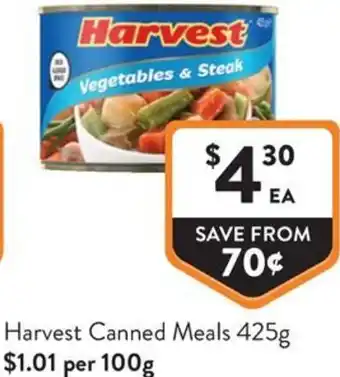 Foodworks Harvest Canned Meals offer