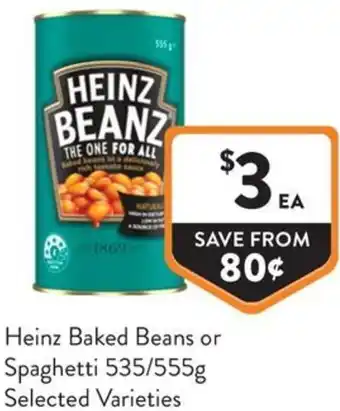 Foodworks Heinz Baked Beans or Spaghetti offer