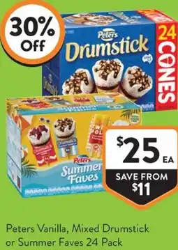 Foodworks Peters Vanilla Mixed Drumstick or Summer Faves offer