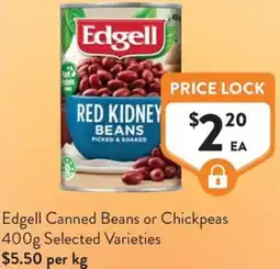 Foodworks Edgell Canned Beans or Chickpeas offer