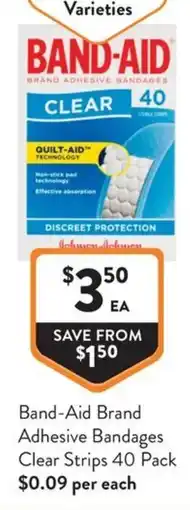 Foodworks Band Aid Brand Adhesive Bandages Clear Strips offer