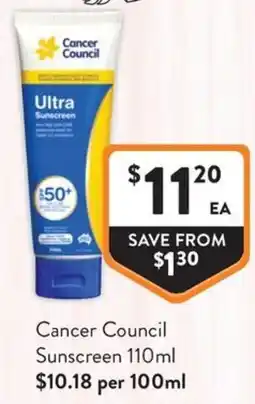 Foodworks Cancer Council Sunscreen offer