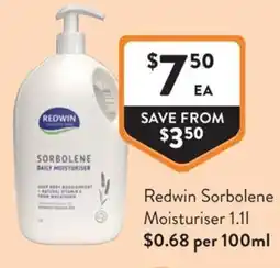 Foodworks Redwin Sorbolene Moisturiser offer