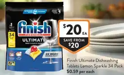 Foodworks Finish Ultimate Dishwashing Tablets Lemon Sparkle offer