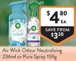 Foodworks Air Wick Odour Neutralising or Pure Spray offer