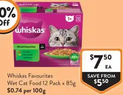 Foodworks Whiskas Favourites Wet Cat Food offer