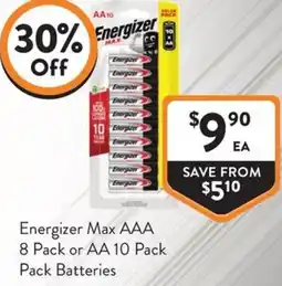 Foodworks Energizer Max AAA or AA offer
