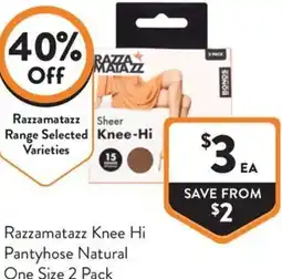 Foodworks Razzamatazz Knee Hi Pantyhose Natural One Size offer