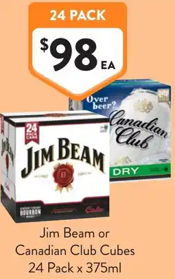 Foodworks Jim Beam or Canadian Club Cubes offer