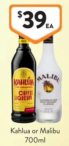 Foodworks Kahlua or Malibu offer