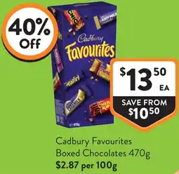 Foodworks Cadbury Favourites Boxed Chocolates offer