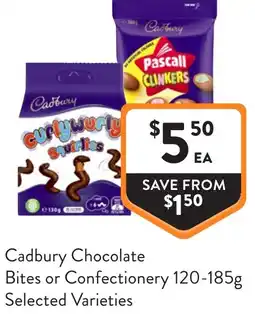 Foodworks Cadbury Chocolate Bites or Confectionery offer
