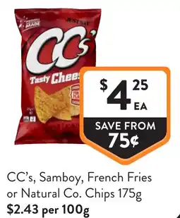Foodworks CC's, Samboy, French Fries or Natural Co. Chips offer