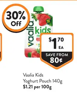 Foodworks Vaalia Kids Yoghurt Pouch offer
