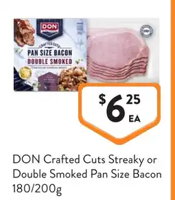 Foodworks Crafted Cuts Streaky or Double Smoked Pan Size Bacon offer