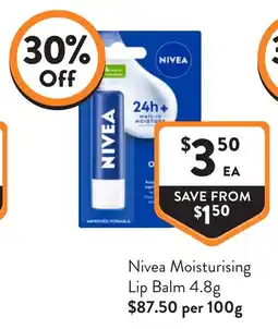 Foodworks Nivea Moisturising Lip Balm offer