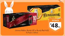 Foodworks Johnnie Walker, Bundy UP or Bundy Red 4.6% offer