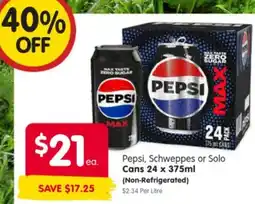 Spar Pepsi, Schweppes or Solo Cans offer