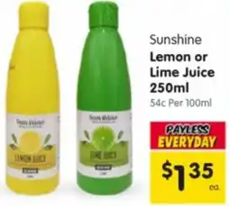 Spar Sunshine Lemon or Lime Juice offer