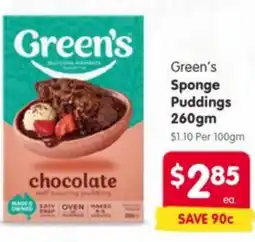 Spar Green's Sponge Puddings offer