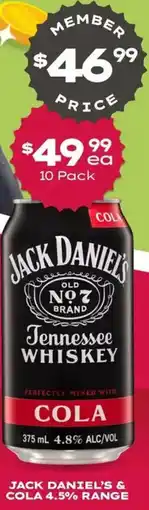 Thirsty Camel Jack daniel's & cola 4.5% range offer