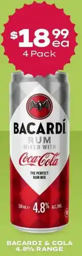 Thirsty Camel Bacardi & cola 4.8% range offer
