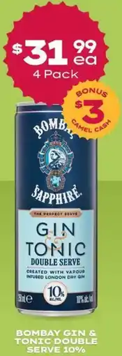 Thirsty Camel Bombay gin & tonic double serve 10% offer