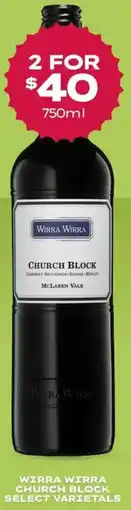 Thirsty Camel Wirra wirra church block select varietals offer