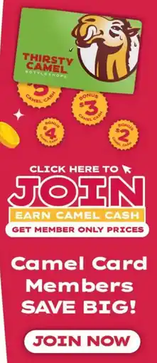 Thirsty Camel Camel card members save big! offer