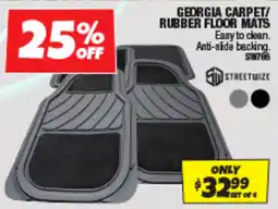 Autobarn Georgia carpet/ rubber floor mats offer