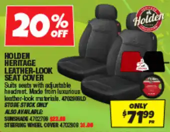 Autobarn Holden heritage leather-look seat cover offer