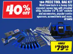 Autobarn 194 piece tool bag kit offer