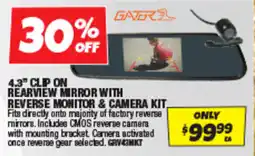 Autobarn 4.3" CLIP ON clip on rearview mirror with reverse monitor & camera kit offer