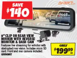 Autobarn 9 clip on rear view mirror with reverse monitor & dash cam offer