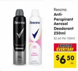 Spar Rexona Anti Perspirant Aerosol Deodorant offer