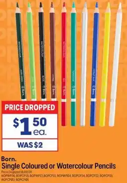 Officeworks Born single coloured or watercolour pencils offer