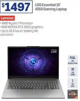 Officeworks Lenovo loq essential 15" 4050 gaming laptop offer
