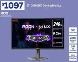 Officeworks Aoc 27" qhd oled gaming monitor offer