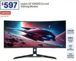 Officeworks Lenovo legion 34 uwqhd curved gaming monitor offer