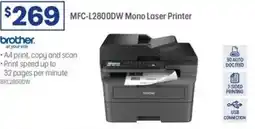 Officeworks Brother mfc-l2800dw mono laser printer offer