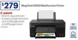 Officeworks Canon megatank g3630 multifunction printer offer