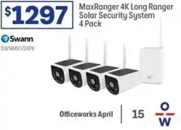 Officeworks Swann maxranger 4k long ranger solar security system offer