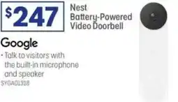 Officeworks Google nest battery-powered video doorbell offer