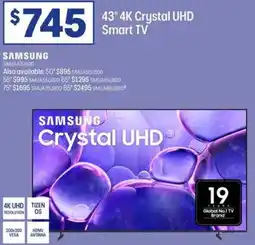 Officeworks Samsung 43" 4k crystal uhd smart tv offer