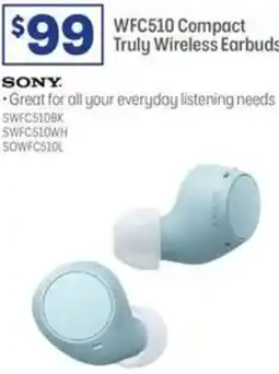 Officeworks Sony wfc510 compact truly wireless earbuds offer