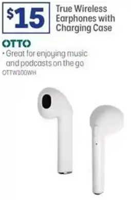 Officeworks Otto true wireless earphones with charging case offer