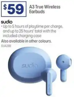 Officeworks Sudio a3 true wireless earbuds offer