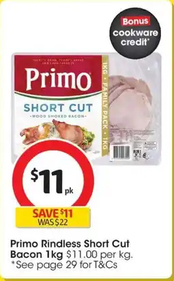 Coles Primo Rindless Short Cut Bacon offer