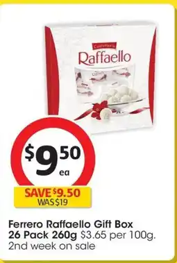Coles Ferrero Raffaello Gift Box 26 Pack 260g $3.65 per 100g. 2nd week on sale offer