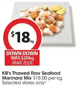 Coles KB's Thawed Raw Seafood Marinara Mix offer